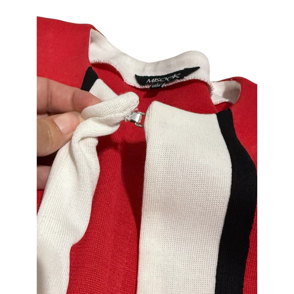 Misook Colorblock Knit Jacket Cardigan Shoulder Pads Hook Eye Size L - Picture 8 of 10
